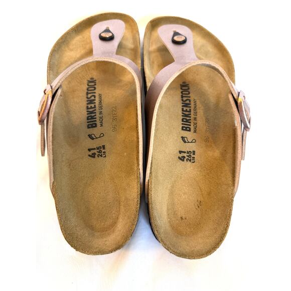 NWOT Birkenstock Gizeh Birko Flor Metallic Copper Rose Gold Thong Sandals, 41 M - Picture 3 of 5